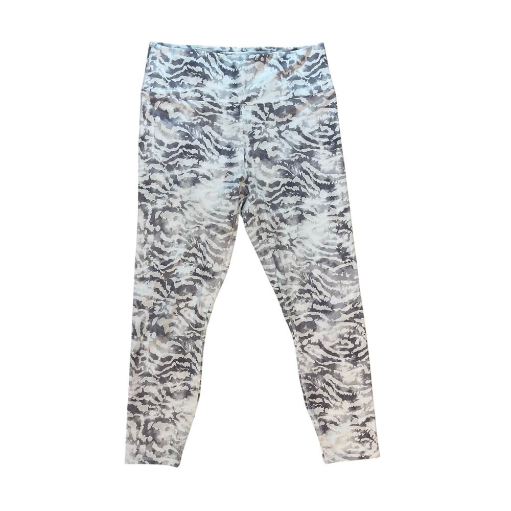 Fabletics PowerHold High Rise Crop Leggings Gray Zebra Animal Print M